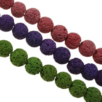 Natürliche Lava Perlen, rund, keine, 10mm, Bohrung:ca. 1.5mm, ca. 39PCs/Strang, verkauft per ca. 15 ZollInch Strang
