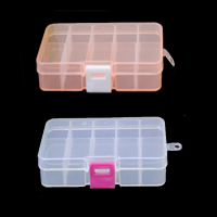 Plastic Beads Container, transparent & 10 cells, more colors for choice, 132x68x23mm, 150PCs/Lot, Sold By Lot