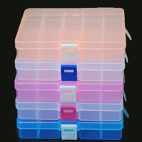 Plastic Beads Container, Rectangle, transparent & 15 cells, more colors for choice, 100x170x20mm, 100PCs/Lot, Sold By Lot