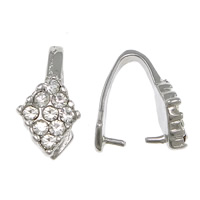 Zinc Alloy Pinch Bail Rhombus platinum color plated with rhinestone nickel lead & cadmium free 1mm Sold By Lot