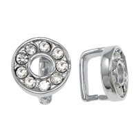 Zinc Alloy Pinch Bail Flat Round platinum color plated with rhinestone nickel lead & cadmium free 1mm Sold By Lot