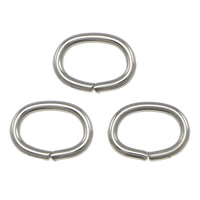 Stainless Steel Saw Cut Closed Jump Ring, Flad Oval, flere størrelser for valg, oprindelige farve, 5000pc'er/Lot, Solgt af Lot