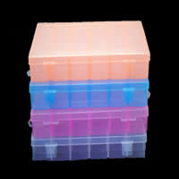 Plastic Beads Container Rectangle 36 cells & transparent Sold By Lot