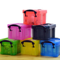пластик Коробка для маникюрных инструментов, Прямоугольная форма, прозрачный, Много цветов для выбора, 87x65x52mm, 50ПК/Лот, продается Лот