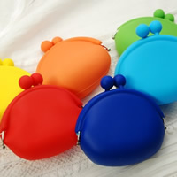 Silicone Coin Purse with Zinc Alloy Flat Oval platinum color plated mixed colors Sold By Lot