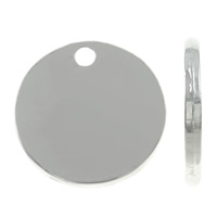 Stainless Steel Tag Charm, Flat Round, original color, 12x1mm, Hole:Approx 1mm, 100PCs/Bag, Sold By Bag