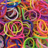 Webstuhl-Bands, Gummi, Volltonfarbe, gemischte Farben, 1mm, 5kg/Menge, ca. 14000PCs/kg, verkauft von Menge