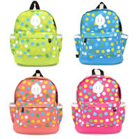 Oxford Backpack, with Nylon Cord & Plastic & Iron, plated, for children & with round spot pattern, mixed colors, 240x320x120mm, 5PCs/Lot, Sold By Lot