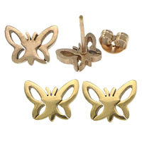 Edelstahl Ohrringe, Schmetterling, plattiert, keine, 9x7x12mm, 10PaarePärchen/Menge, verkauft von Menge