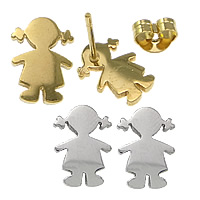 Stainless Steel Stud Earrings Girl plated Sold By Lot