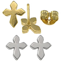 Stainless Steel Stud Earrings, Cross, plated, more colors for choice, 7x8x11.50mm, 10Pairs/Lot, Sold By Lot