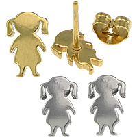Stainless Steel Stud Earrings Girl plated Sold By Pair
