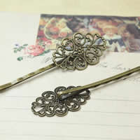 Hair Clip Findings, Iron, with Brass, Flower, antique bronze color plated, nickel, lead & cadmium free, 20x30mm, 100PCs/Lot, Sold By Lot