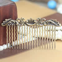 Messing Dekorative Hair Comb Finde, Kam, antik bronze farve forgyldt, nikkel, bly & cadmium fri, 75x42x35mm, 50pc'er/Lot, Solgt af Lot