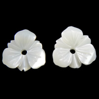 Natürliche weiße Muschelperlen, Blume, 9.50x10x3mm, Bohrung:ca. 1mm, 100PCs/Tasche, verkauft von Tasche