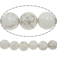 Türkis Perlen, Synthetische Türkis, rund, weiß, 7.50mm, Bohrung:ca. 1mm, Länge ca. 15.5 ZollInch, 10SträngeStrang/Menge, verkauft von Menge