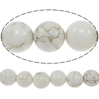 Perline in turchese, turchese sintetico, Cerchio, bianco, 7.50mm, Foro:Appross. 1mm, Lunghezza Appross. 15.5 pollice, 10Strandstrefolo/lotto, Venduto da lotto