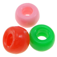 Solid Color Akril gyöngyök, Drum, egyszínű, kevert színek, 6x9mm, Lyuk:Kb 3.5mm, Kb 1800PC-k/Bag, Által értékesített Bag