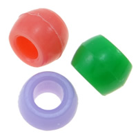 Solid Color Akril gyöngyök, Drum, Candy stílus, kevert színek, 8x6mm, Lyuk:Kb 4mm, Kb 2600PC-k/Bag, Által értékesített Bag