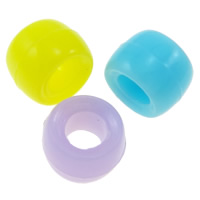 Perles acrylique de couleur unie, tambour, couleur solide, couleurs mélangées, 4x6mm, Trou:Environ 2.5mm, Environ 6700PC/sac, Vendu par sac
