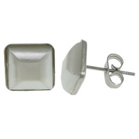 Boucle d'oreille de gaujon en acier inoxydable, avec résine, cadre, couleur originale, 9x9x4mm, 100pairescouple/lot, Vendu par lot