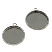 Stainless Steel Pendant Setting, Flat Round, more sizes for choice, original color, Sold By PC