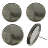 Stainless Steel Earring Stud Component, Flat Round, more sizes for choice, original color, 500Pairs/Lot, Sold By Lot
