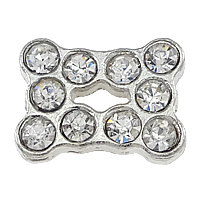 Brass Jewelry Connector, platinum color plated, 3/3 loop & with rhinestone, nickel, lead & cadmium free, 16x12x5mm, Hole:Approx 1.5mm, 200PCs/Lot, Sold By Lot