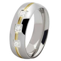 Rhinestone-Edelstahl -Finger-Ring, Edelstahl, Kreisring, plattiert, verschiedene Größen vorhanden & mit Strass & zweifarbig, 6mm, 10PCs/Tasche, verkauft von Tasche