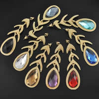 Fashion Statement Earring Zinc Alloy with Crystal stainless steel post pin Teardrop gold color plated faceted mixed colors nickel lead & cadmium free Sold By Bag