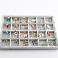 Display Case Velveteen with Wood Rectangle silver-grey Sold By Lot