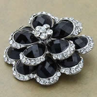 Crystal Brooch Zinc Alloy with Crystal Flower platinum color plated faceted & with rhinestone nickel lead & cadmium free Sold By Bag