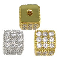 Cubic Zirconia Micro Pave Brass Beads, Cube, plated, micro pave cubic zirconia, more colors for choice, nickel, lead & cadmium free, 5x5x5mm, Hole:Approx 1mm, 20PCs/Bag, Sold By Bag