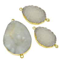Clear Quartz Connector with Brass Oval gold color plated 1/1 loop - Approx 2.5mm Sold By Lot