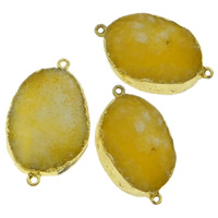 perles de citrine connecteur, avec laiton, ovale, Placage de couleur d'or, Novembre Birthstone & boucle de 1/1, 27x47x12mm-30x50x9mm, Trou:Environ 2.5mm, 10PC/lot, Vendu par lot