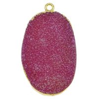 Quartz Gemstone Pendants, with Brass, Oval, gold color plated, 26x45x9mm, Hole:Approx 2.5mm, 10PCs/Lot, Sold By Lot