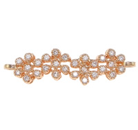 Cubic Zirconia Micro Pave Brass Connector Flower real rose gold plated micro pave cubic zirconia & 1/1 loop nickel lead & cadmium free Approx 1.5mm Sold By Bag