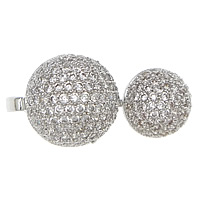 Brass Magnetic Clasp, Dome, real silver plated, micro pave cubic zirconia, nickel, lead & cadmium free, 13x13x6mm,10x10x6mm,27mm, Hole:Approx 7mm, 3PCs/Bag, Sold By Bag