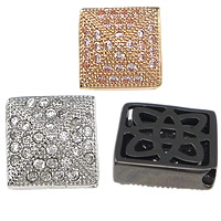 Perles cubes en laiton zircon Micro Pave, cadre, Placage, pavé de micro zircon & creux, plus de couleurs à choisir, protéger l'environnement, sans nickel, plomb et cadmium, 10x10x5mm, Trou:Environ 1.5mm, 20PC/sac, Vendu par sac