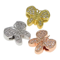 Cubic Zirconia Micro Pave Brass Beads, Butterfly, plated, micro pave cubic zirconia, more colors for choice, nickel, lead & cadmium free, 11x10x5mm, Hole:Approx 2x2mm, 20PCs/Bag, Sold By Bag