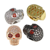 Cubic Zirconia Micro Pave Brass Beads Skull plated micro pave cubic zirconia & hollow nickel lead & cadmium free Approx Sold By Bag