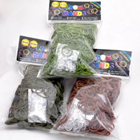 Rubber, with plastic C clasp or S clasp & DIY & for children, mixed colors, 2mm, 30Bags/Lot, Sold By Lot