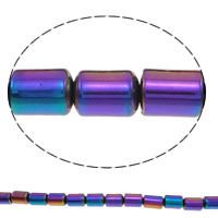 Abalorios de Hematita no Magnética, Tubo, chapado en colorido, diverso tamaño para la opción, más colores para la opción, agujero:aproximado 1mm, longitud:aproximado 15.3 Inch, Vendido por Grupo