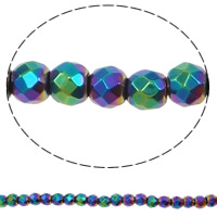 Nicht-magnetische Hämatit Perlen, Non- magnetische Hämatit, rund, bunte Farbe plattiert, verschiedene Größen vorhanden & facettierte, keine, Bohrung:ca. 1mm, Länge:ca. 15.3 ZollInch, verkauft von Menge