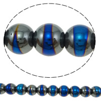Nicht-magnetische Hämatit Perlen, Non- magnetische Hämatit, rund, halb plattiert, bunte versilbert, keine, 10mm, Bohrung:ca. 2mm, Länge:ca. 15.3 ZollInch, 10SträngeStrang/Menge, ca. 43/Strang, verkauft von Menge