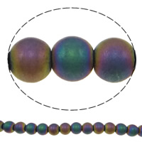 Nicht-magnetische Hämatit Perlen, Non- magnetische Hämatit, rund, bunte Farbe plattiert, verschiedene Größen vorhanden & satiniert, farbenfroh, Bohrung:ca. 2mm, Länge ca. 15.7 ZollInch, verkauft von Menge