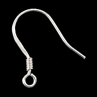 925 Sterling Silver Hook Earwire, uglađen, 10x14mm, Rupa:Približno 1mm, 50par/Lot, Prodano By Lot