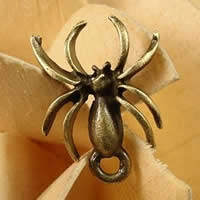Zinc Alloy Animal Pendler, Spider, antik bronze farve forgyldt, nikkel, bly & cadmium fri, 15x14mm, Hole:Ca. 1.5-2.5mm, 100pc'er/Bag, Solgt af Bag