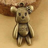 Zinc Alloy Animal Pendants Bear word love antique bronze color plated nickel lead & cadmium free Approx 1.5-2.5mm Sold By Bag