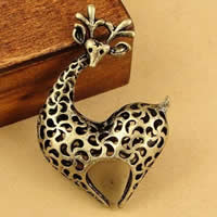 Zinc Alloy Animal Pendants Deer antique bronze color plated hollow nickel lead & cadmium free Approx 1.5-2.5mm Sold By Bag